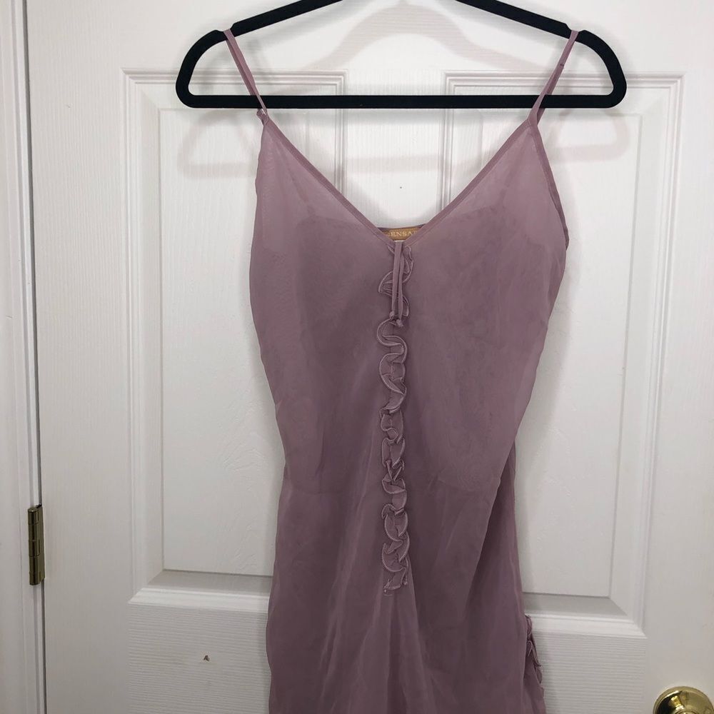 Sensara dusty pink sheer tank blouse with adjustable straps, size medium - Picture 2 of 14